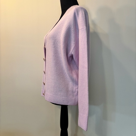 CeCe Women’s M Soft Light Pink V-Neck Cardigan Snaps Rhinestones Fuzzy Dressy - Picture 5 of 11